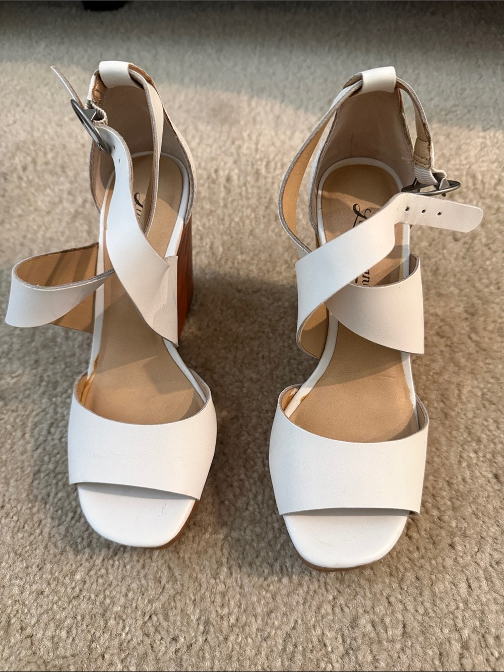 White Strappy Block Heel Sandals - Women's Fashion